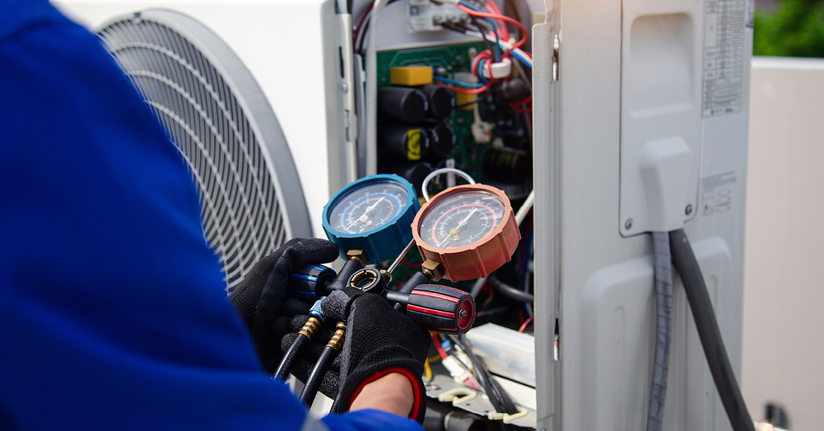 HVAC technician working.